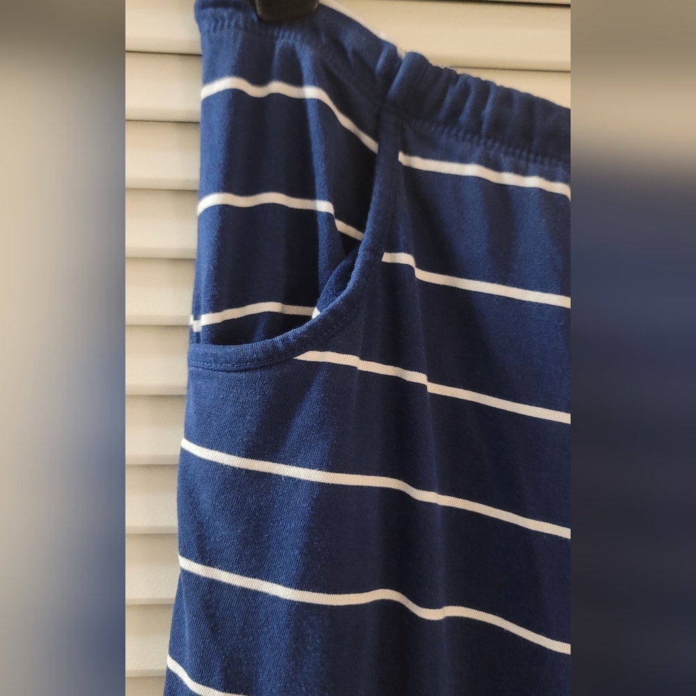 Navy & White Striped Relaxed-Fit Lounge Pajama Pants With Pockets & Drawstring - Picture 3 of 6